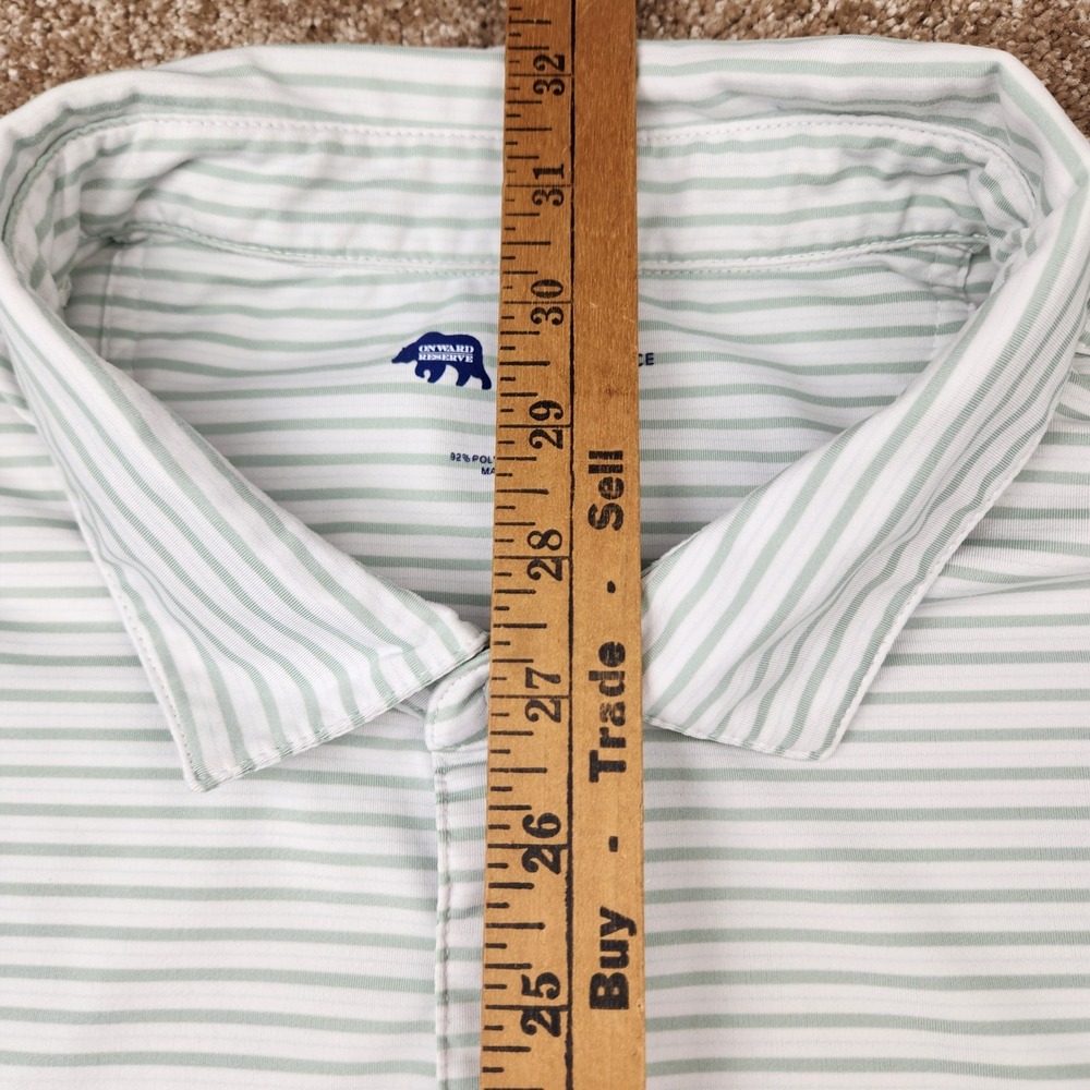 Onward Reserve Performance Polo Mens XXL‎ Sage Green White Striped Golf Shirt - Picture 5 of 6